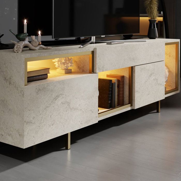 Hanah Home Soporte para TV Norm - Travertino, Gold
